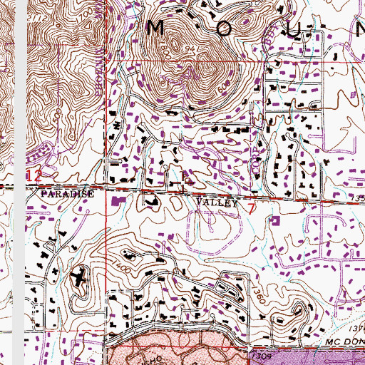 Topographic Map of Valley View Bible Church, AZ