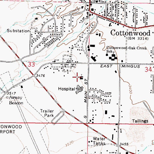 Topographic Map of Verde Baptist Church, AZ