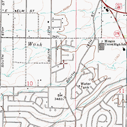 Topographic Map of Verde Valley Presbyterian Church, AZ