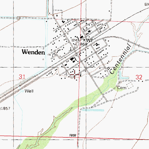 Topographic Map of Wenden Bible Church, AZ
