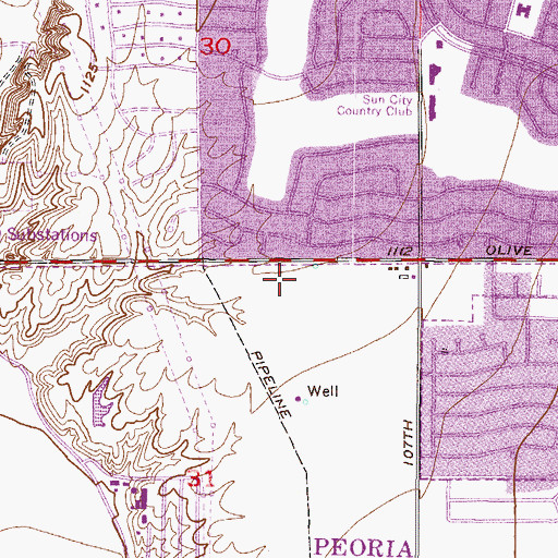 Topographic Map of West Olive Church of Christ, AZ