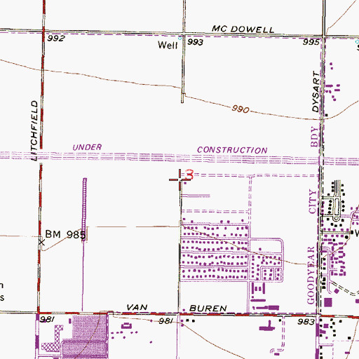 Topographic Map of West Valley Assembly of God, AZ