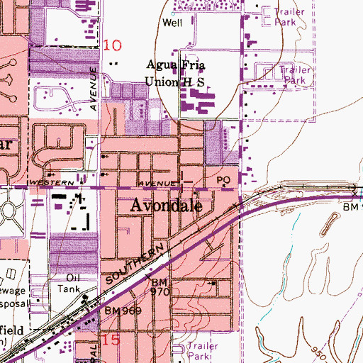 Topographic Map of Western Avenue Baptist Church, AZ