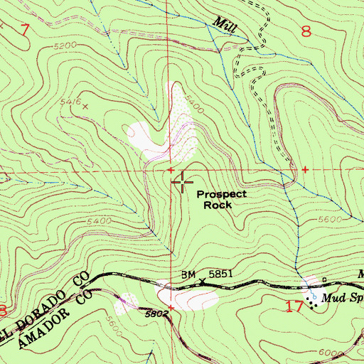 Topographic Map of Prospect Rock, CA