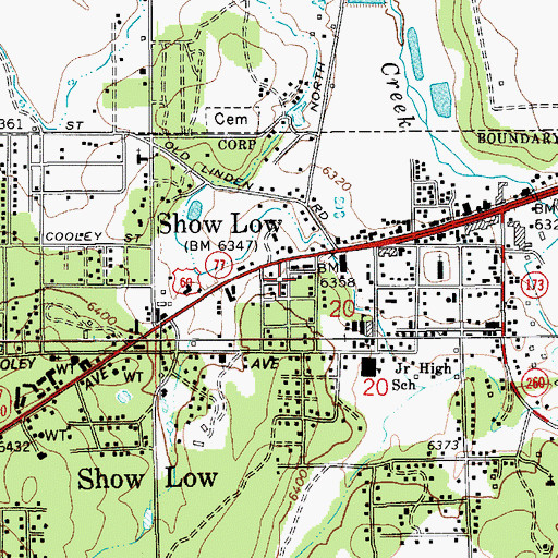 Topographic Map of White Mountain United Methodist Church, AZ