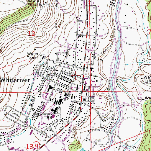 Topographic Map of Whiteriver Lutheran Church, AZ