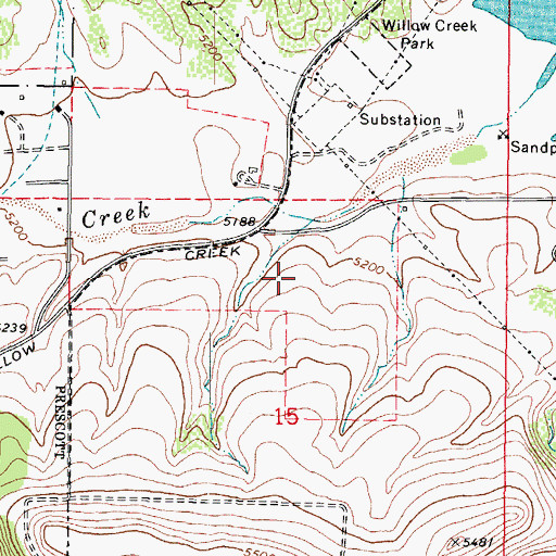 Topographic Map of Willow Hills Baptist Church, AZ