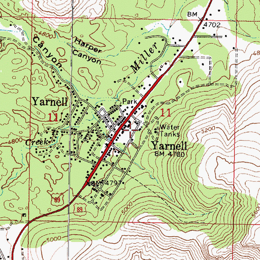 Topographic Map of Yarnell Community Presbyterian Church, AZ