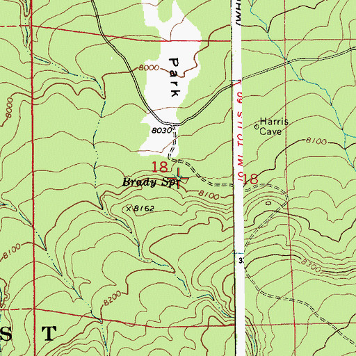 Topographic Map of Brady Spring, AZ