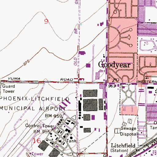 Topographic Map of Kingdom Hall of Jehovahs Witnesses Goodyear Congregation, AZ