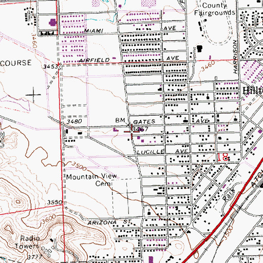Topographic Map of Kingman Church of Christ, AZ
