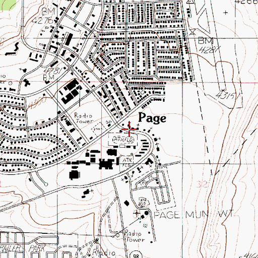 Topographic Map of Lake Powell Church of the Nazarene, AZ