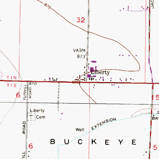 Topographic Map of Liberty United Methodist Church, AZ
