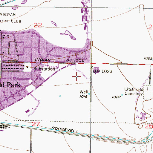 Topographic Map of Litchfield Park First Baptist Church, AZ