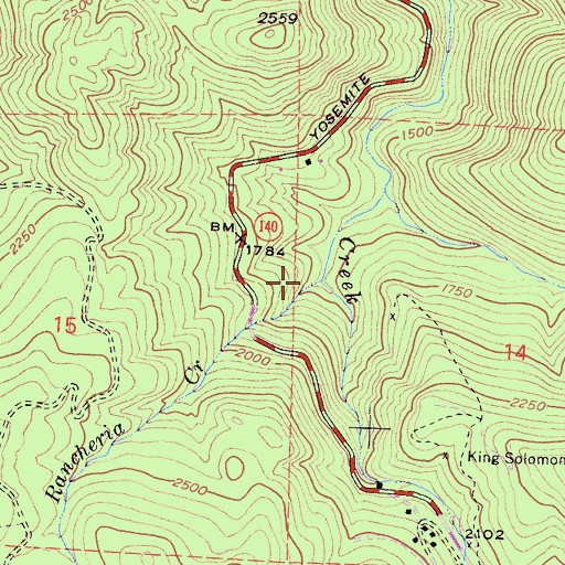 Topographic Map of Rancheria Creek, CA