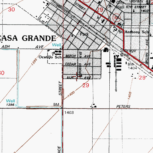 Topographic Map of Living Waters Church, AZ