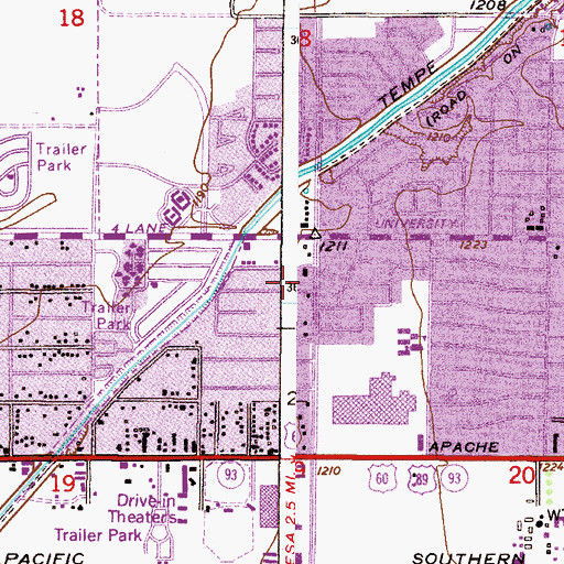 Topographic Map of Lovingkindness Pentecost Church, AZ