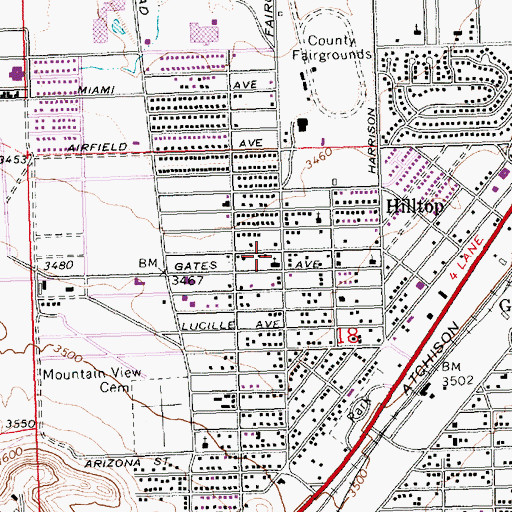 Topographic Map of Manzanita Baptist Church, AZ