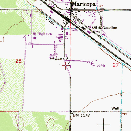 Topographic Map of Maricopa First Baptist Church, AZ
