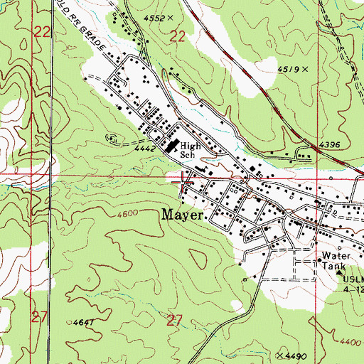 Topographic Map of Mayer Community Church, AZ