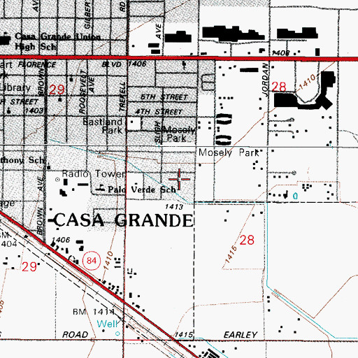 Topographic Map of New Hope Baptist Church, AZ