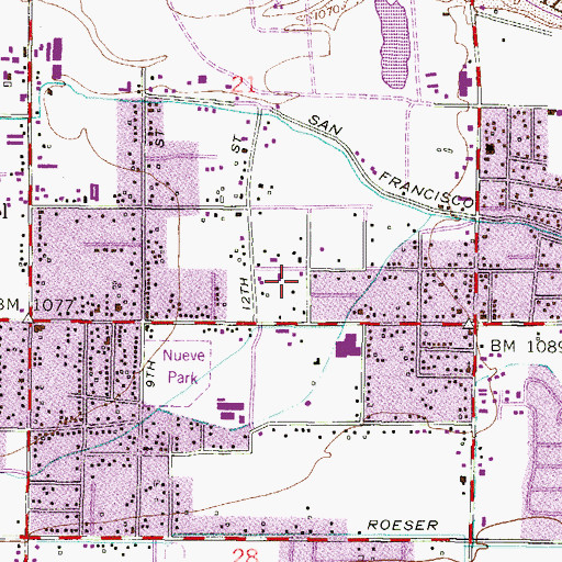 Topographic Map of New Salem Baptist Church, AZ