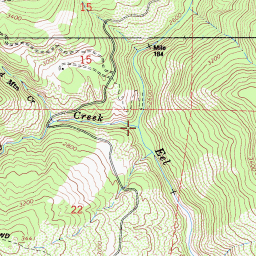 Topographic Map of Rattlesnake Creek, CA