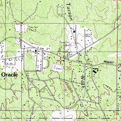 Topographic Map of Oracle Union Church, AZ