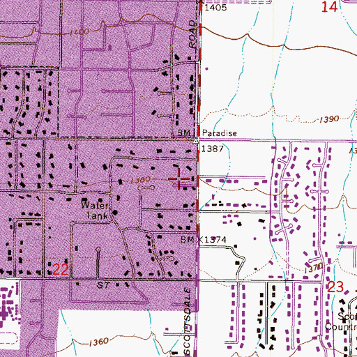 Topographic Map of Scottsdale Church, AZ