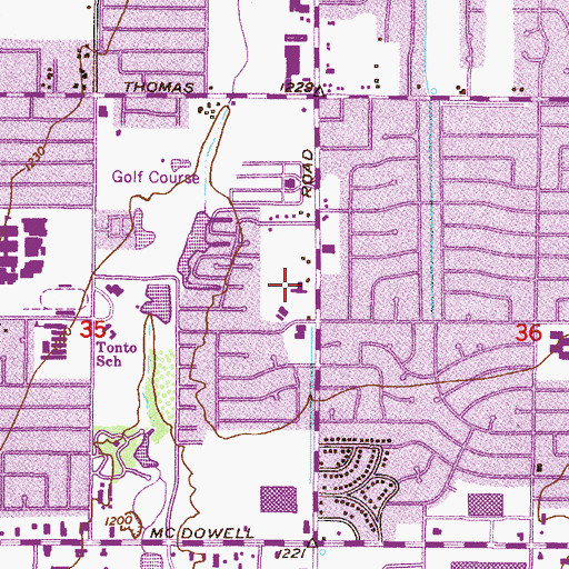 Topographic Map of Scottsdale First Church of the Nazarene, AZ