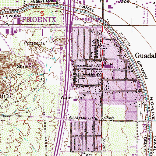 Topographic Map of Our Lady of Guadalupe Church, AZ