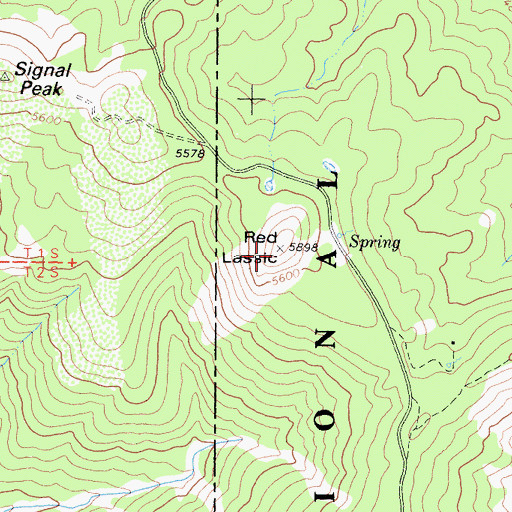 Topographic Map of Red Lassic, CA