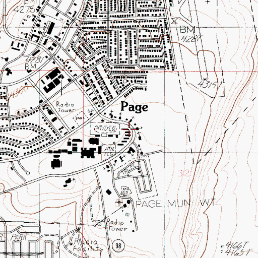 Topographic Map of Page Community United Methodist Church, AZ
