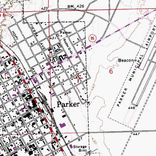 Topographic Map of Parker Apostolic Church, AZ