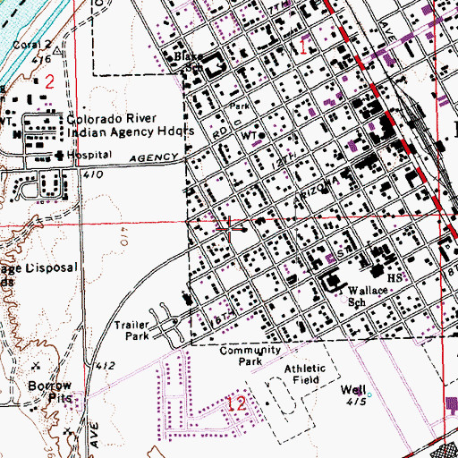 Topographic Map of Parker United Methodist Church, AZ