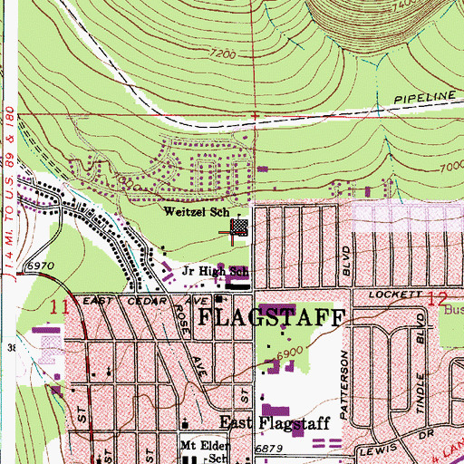 Topographic Map of Peace Lutheran Church, AZ