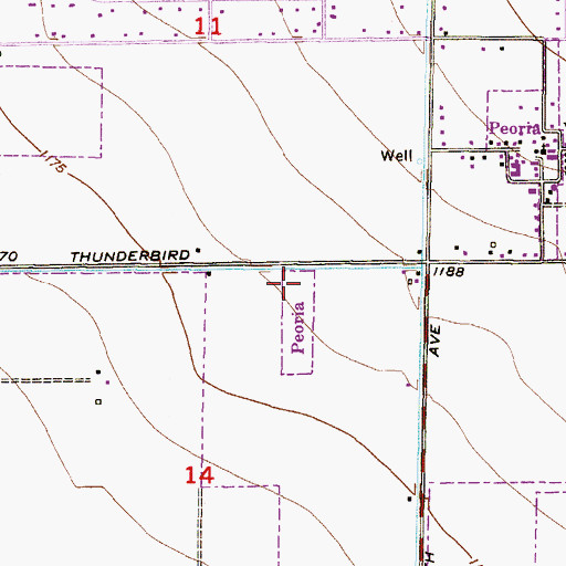 Topographic Map of Peoria Church of the Nazarene, AZ