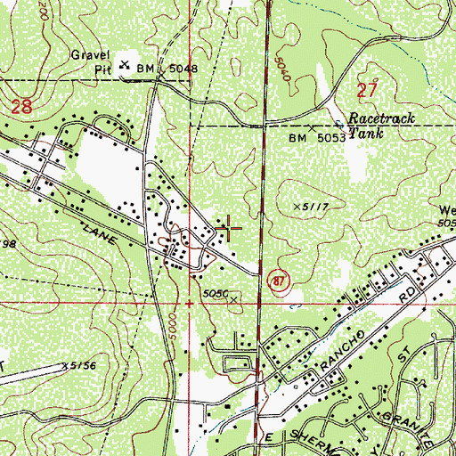 Topographic Map of Ponderosa Baptist Church, AZ