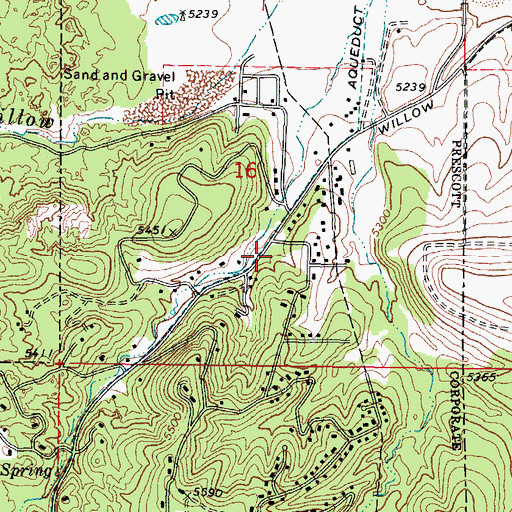 Topographic Map of Prescott Free Methodist Church, AZ