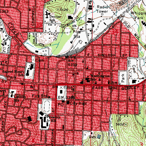 Topographic Map of Prescott Presbyterian Church, AZ