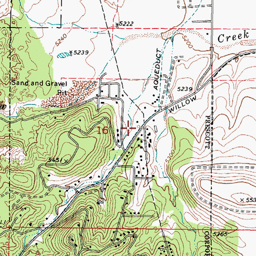 Topographic Map of Prescott Seventh Day Adventist Church, AZ