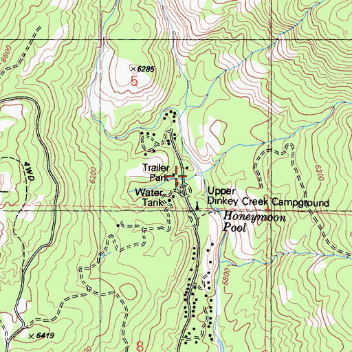 Topographic Map of Reese Creek, CA