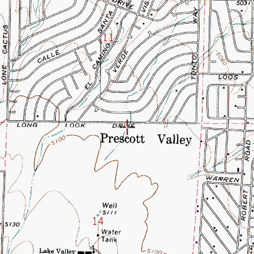 Topographic Map of Prescott Valley Christian Church, AZ
