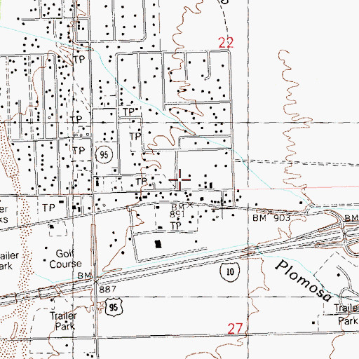 Topographic Map of Quartzsite Community Bible Church, AZ