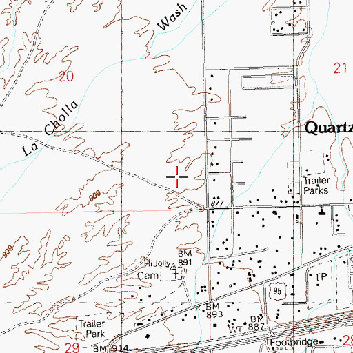 Topographic Map of Quartzsite Southern Baptist Church, AZ