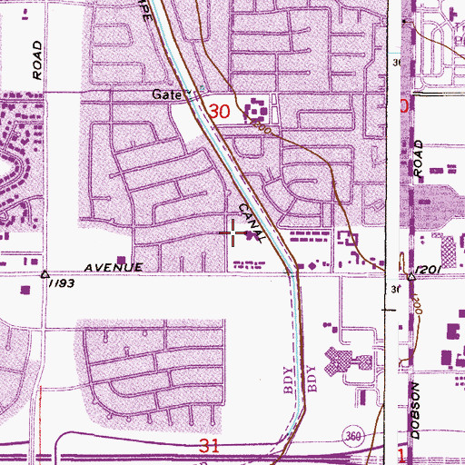 Topographic Map of Resurrection Catholic Church, AZ