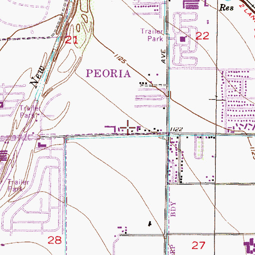 Topographic Map of Rivers Church, AZ