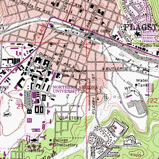 Topographic Map of Riverside Church, AZ
