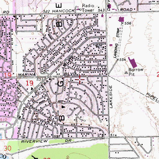 Topographic Map of Riviera Baptist Church, AZ