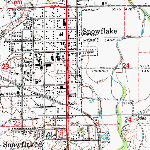 Topographic Map of Silver Creek Community Bible Church, AZ